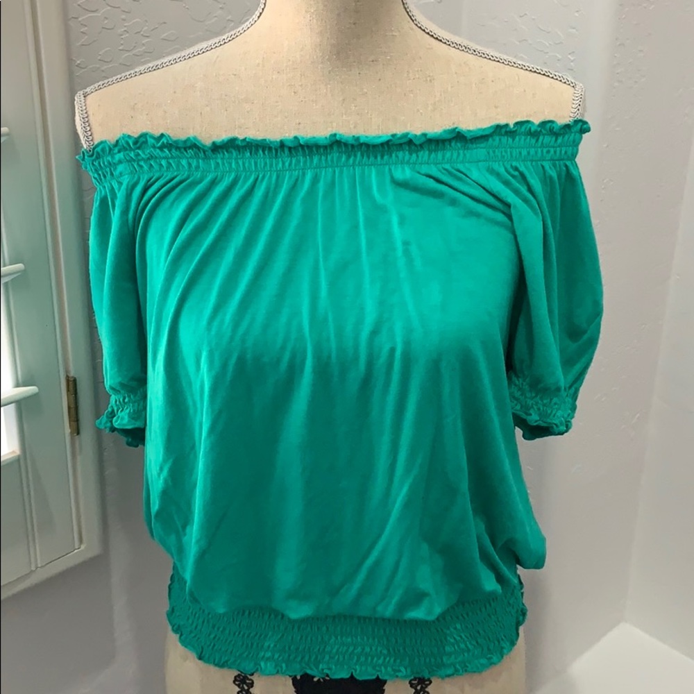 Inc Off the Shoulder Green Shirt